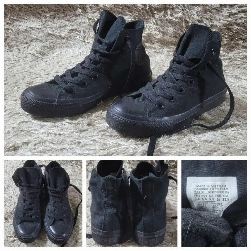 [BUNJANG] Converse All Star Black High 225 Sneakers / 컨버스 올스타 블랙 하이 M3310 225