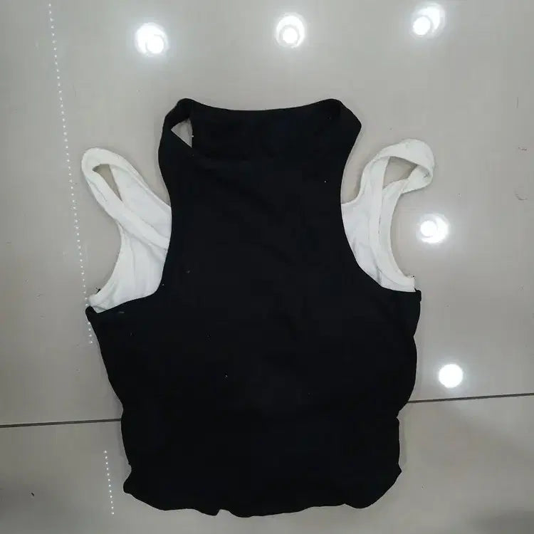 [BUNJANG] White Layered Double Tank Top / 여성 중고 브라내장 흰색레이어드 이중 나시 민소매티셔츠 가슴34총길이41