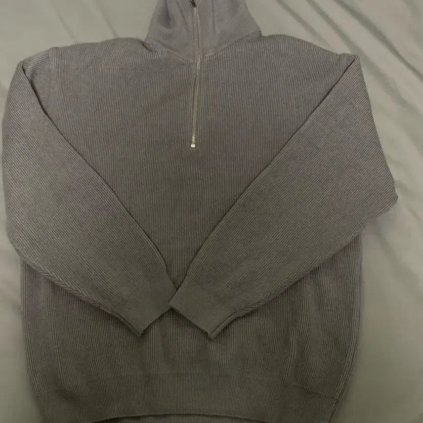 [BUNJANG] Drawfit Oversized Zip-up Turtleneck Knit Gray M / 드로우핏 오버사이즈 집업 카라 터틀넥 니트 그레이 M
