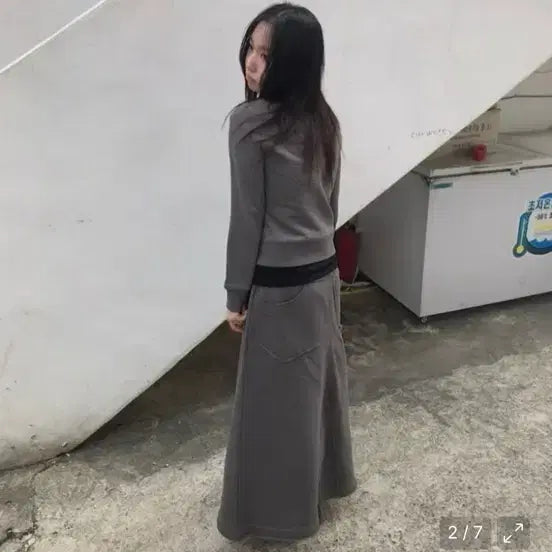 [BUNJANG] Partimento Women Cut-Off Set (Sweat Maxi Skirt &amp; Zip-Up) / 파르티멘토 우먼 컷오프 셋업(컷오프 포켓 스웻 맥시 스커트&amp; 집업)