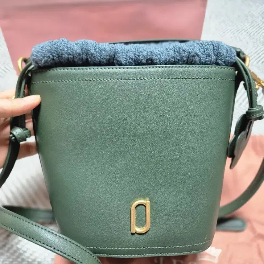 [BUNJANG] J.ESTINA Green Knit Bucket Bag Set / 무료배송 제이에스티나 그린 버킷백 니트 복조리 세트