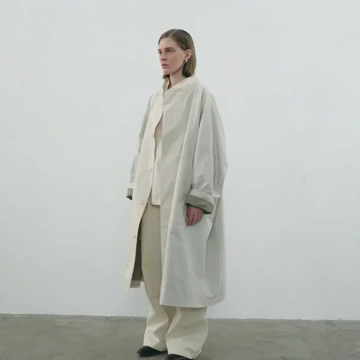 [BUNJANG] Ethos Half-Neck Trench Coat Ivory / Ethos 에토스 히프넥 트렌치 코트 아이보리
