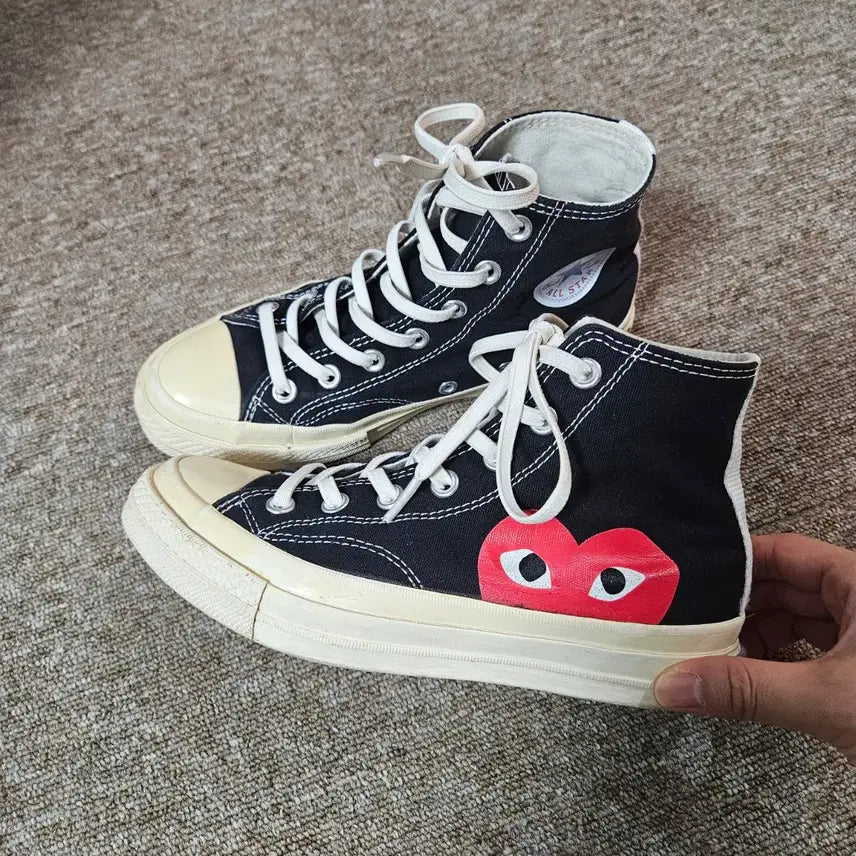 [BUNJANG] Converse x Comme des Garcons Chuck Taylor High Black Sneakers / 컨버스 x 꼼데가르송 척 테일러 하이 블랙 스니커즈 운동화