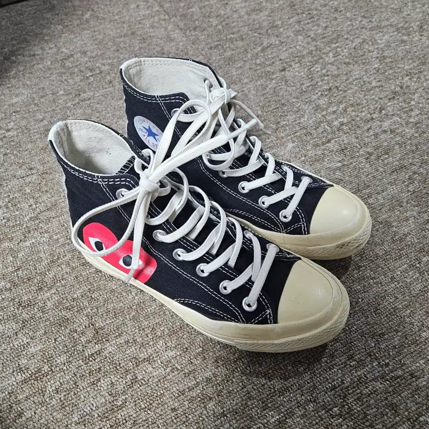 [BUNJANG] Converse x Comme des Garcons Chuck Taylor High Black Sneakers / 컨버스 x 꼼데가르송 척 테일러 하이 블랙 스니커즈 운동화