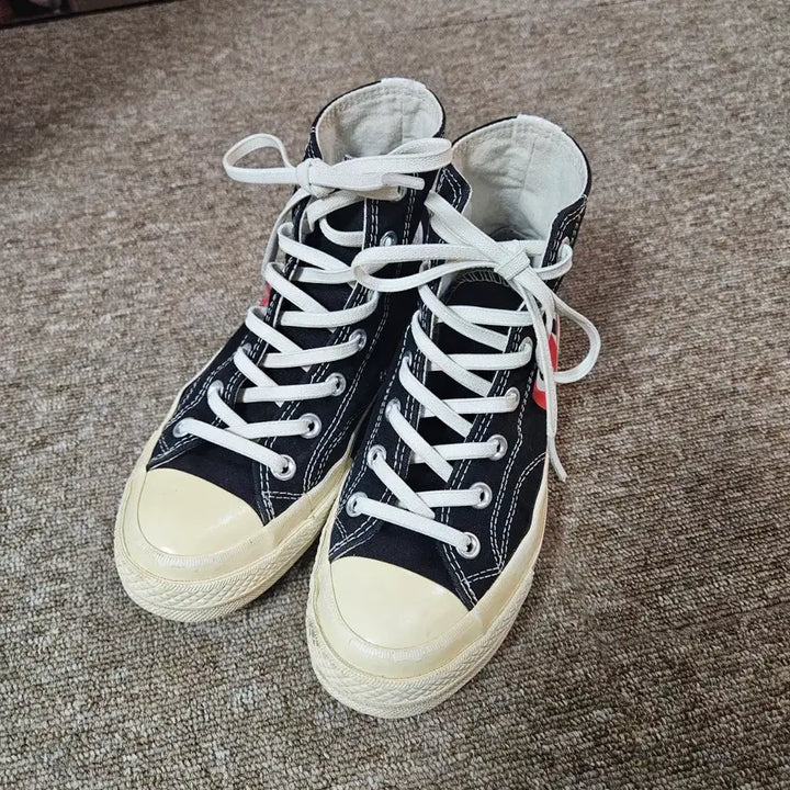 [BUNJANG] Converse x Comme des Garcons Chuck Taylor High Black Sneakers / 컨버스 x 꼼데가르송 척 테일러 하이 블랙 스니커즈 운동화