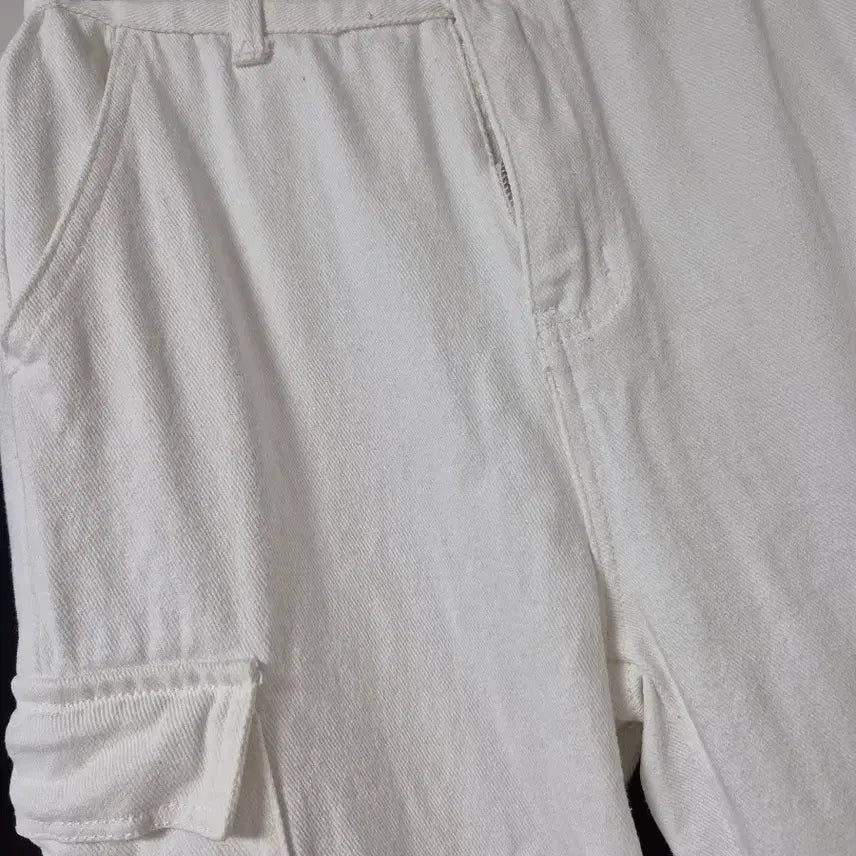 [BUNJANG] White Cargo Denim Cotton Pants (Size 28) / 화이트 카고 데님 면팬츠(28싸이즈)