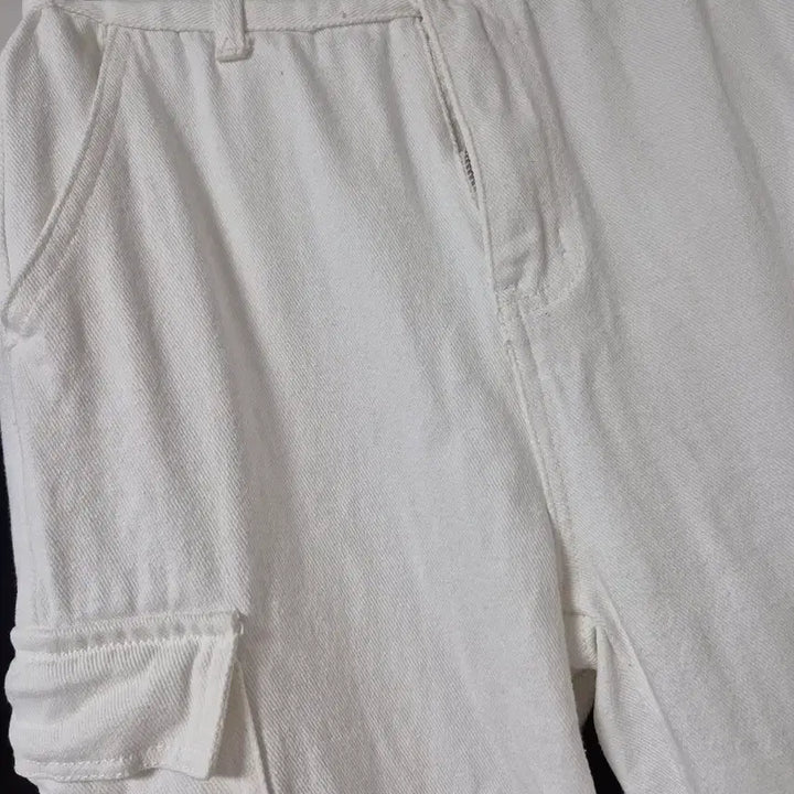 [BUNJANG] White Cargo Denim Cotton Pants (Size 28) / 화이트 카고 데님 면팬츠(28싸이즈)