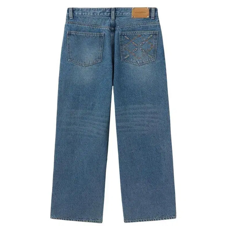 [BUNJANG] Moon Sun Argyle Hole Pocket Straight Jeans Indigo Medium Wash / (L) 문선 아가일 홀 포켓 스트레이트 팬츠 인디고 미디움 워시