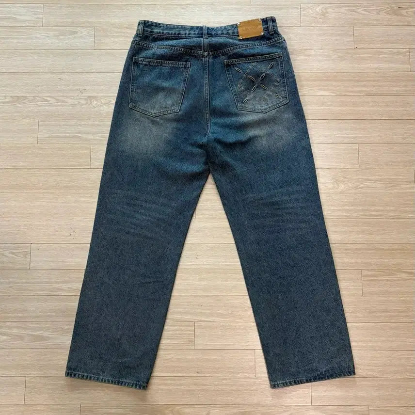[BUNJANG] Moon Sun Argyle Hole Pocket Straight Jeans Indigo Medium Wash / (L) 문선 아가일 홀 포켓 스트레이트 팬츠 인디고 미디움 워시