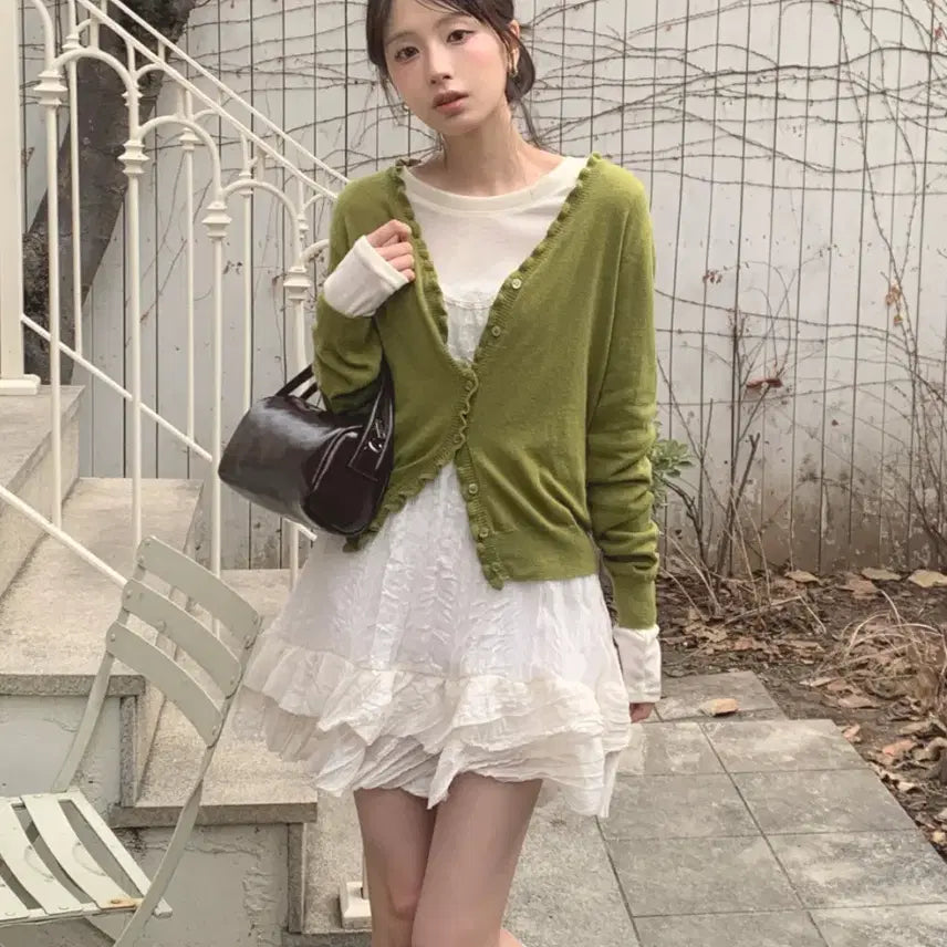 [SOLD OUT] 모노데일리 몬티 프릴 뷔스티에 원피스(티,원피스 set)