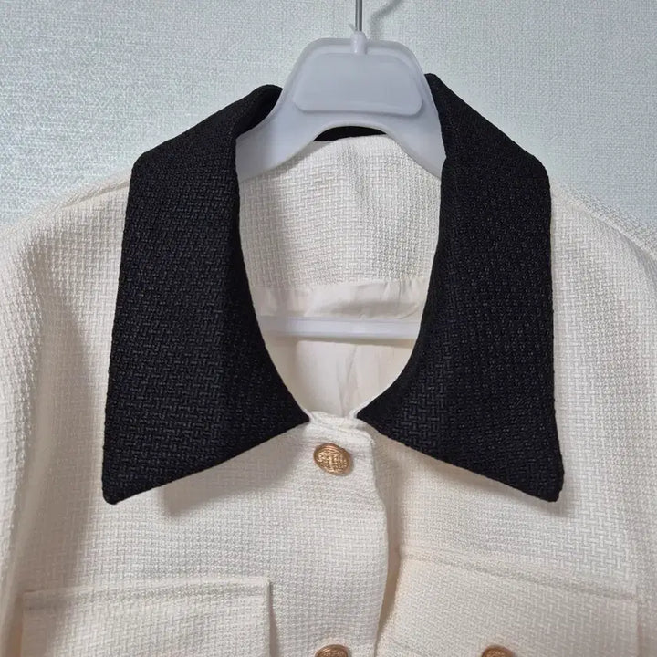 [BUNJANG] Color Block Crop Jacket / 배색 카라 크롭 자켓 아이보리
