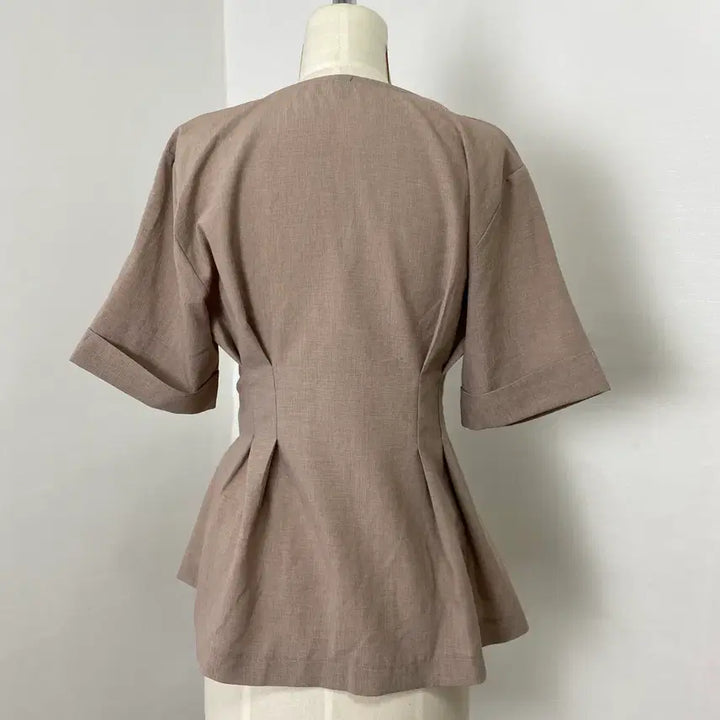 [BUNJANG] Ablie Summer Pintuck Wrap Waist Tie Short Sleeve Blouse / 여름 핀턱 랩 허리끈 반팔 블라우스 하객룩 출근룩 오피스룩 에이블리