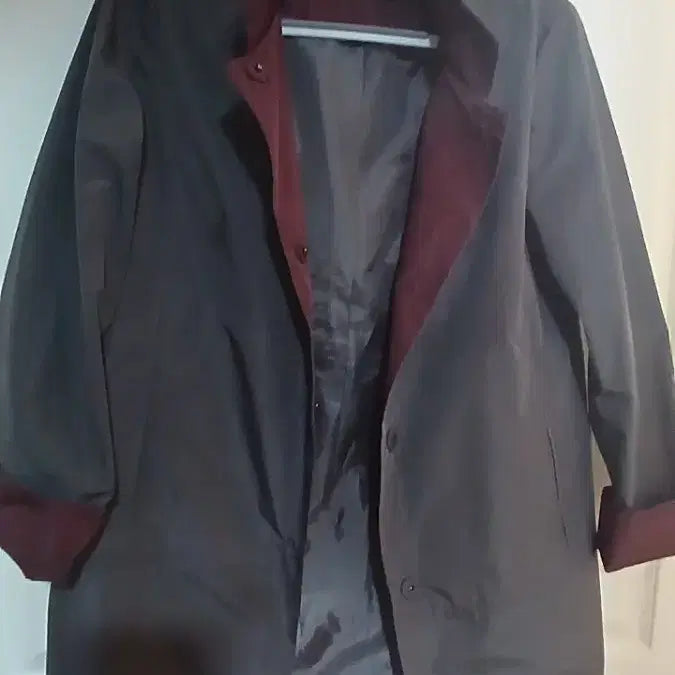 [BUNJANG] Cresson Charcoal Color Blocked Coat / 가격내림 크레송 차콜색 배색 안감 코트