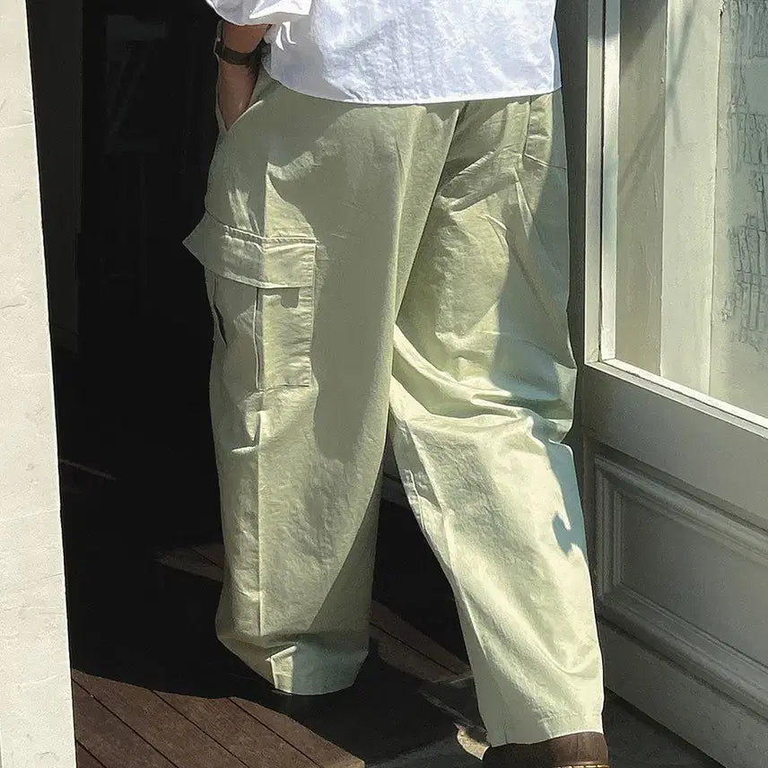 [BUNJANG] Unisex Washed Cotton Cargo Wide Banding Pants / [남여공용]워싱코튼 카고 와이드밴딩팬츠M~XL