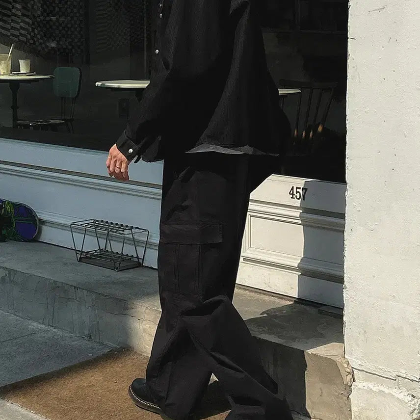 [BUNJANG] Unisex Washed Cotton Cargo Wide Banding Pants / [남여공용]워싱코튼 카고 와이드밴딩팬츠M~XL