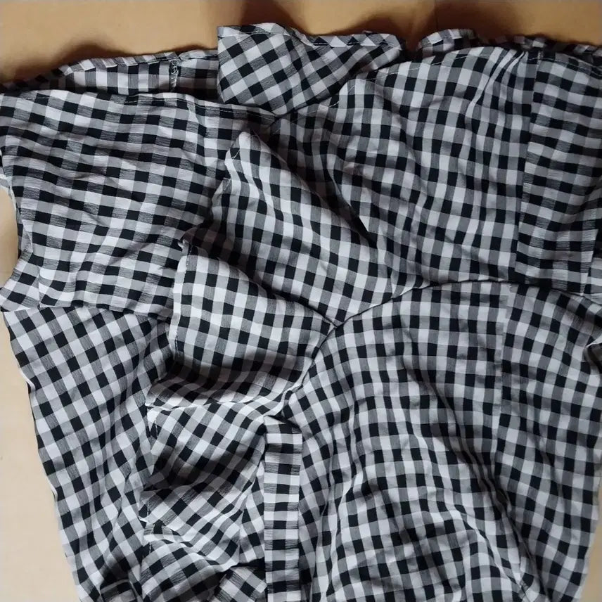 [BUNJANG] Gingham Check Wrap Skirt with Frill and Ribbon / 깅엄 체크 랩 스커트 프릴 리본