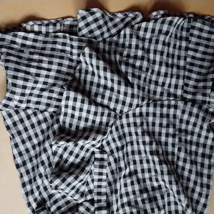 [BUNJANG] Gingham Check Wrap Skirt with Frill and Ribbon / 깅엄 체크 랩 스커트 프릴 리본