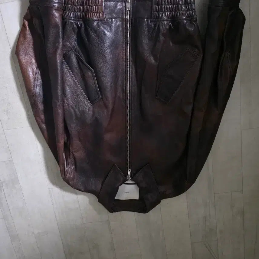 [BUNJANG] Dunst Burnished Lambskin Real Leather Blouson M / 던스트 버니시드 램스킨 리얼 레더 블루종 M