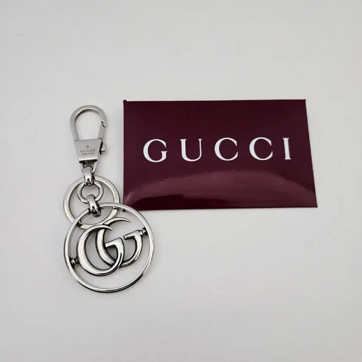 [BUNJANG] Gucci 752067 Palladium-Tone Metal Double G Chain Keyring / 구찌 752067 팔라듐 톤 메탈 더블 G 체인 키링