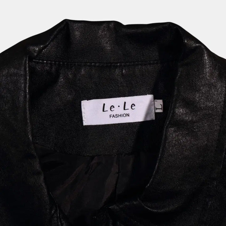 [BUNJANG] B386 Faux Leather Crop Jacket / 페이크레더 크롭자켓  B386