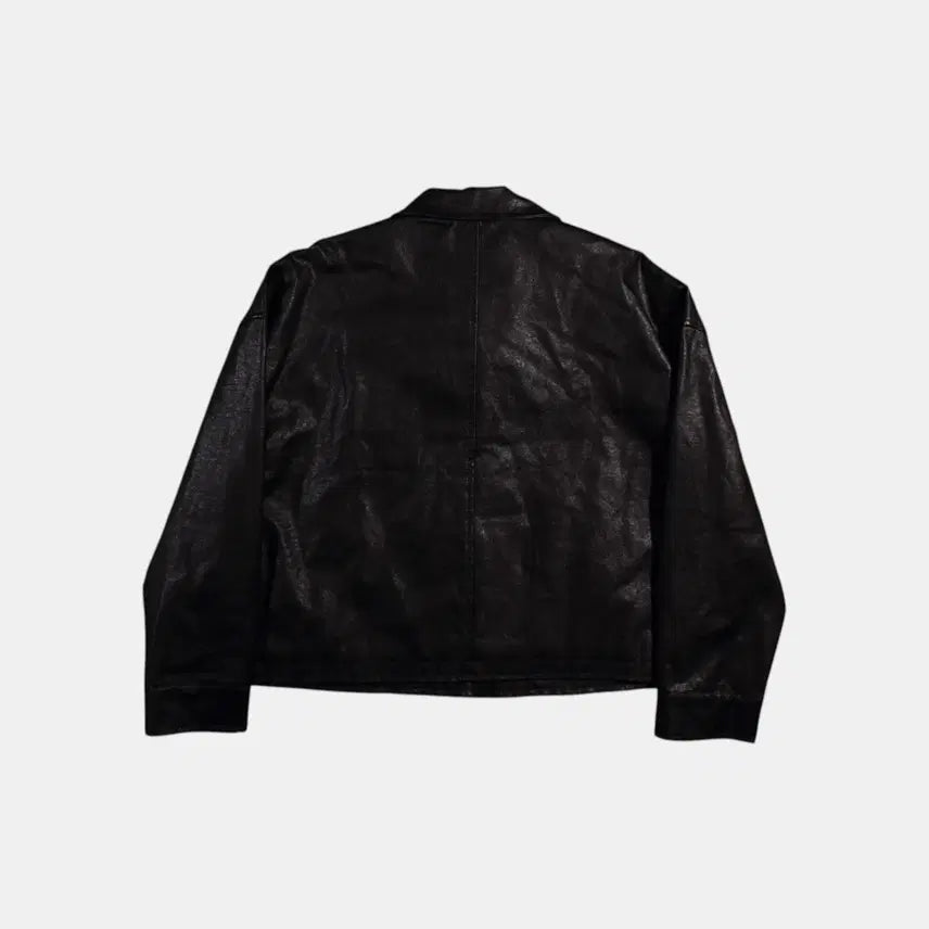 [BUNJANG] B386 Faux Leather Crop Jacket / 페이크레더 크롭자켓  B386