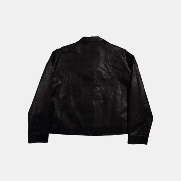 [BUNJANG] B386 Faux Leather Crop Jacket / 페이크레더 크롭자켓  B386
