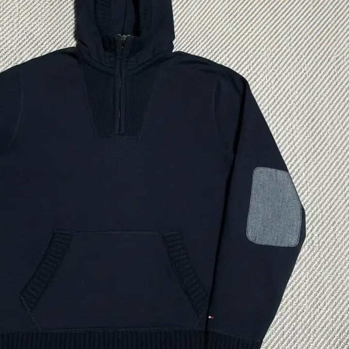 [BUNJANG] Tommy Hilfiger Navy Fleece Half-Zip Hoodie / [M] Tommy 타미힐피거 네이비 기모 반집업 후드티