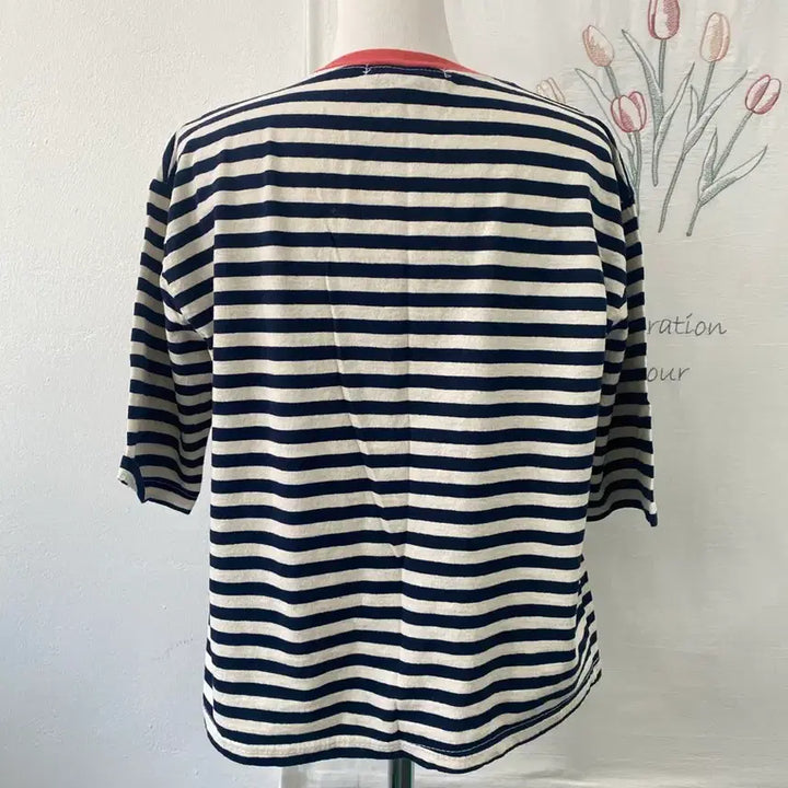 [BUNJANG] Navy Striped Short Sleeve T-shirt / 네이비 스트라이프 반팔 티셔츠