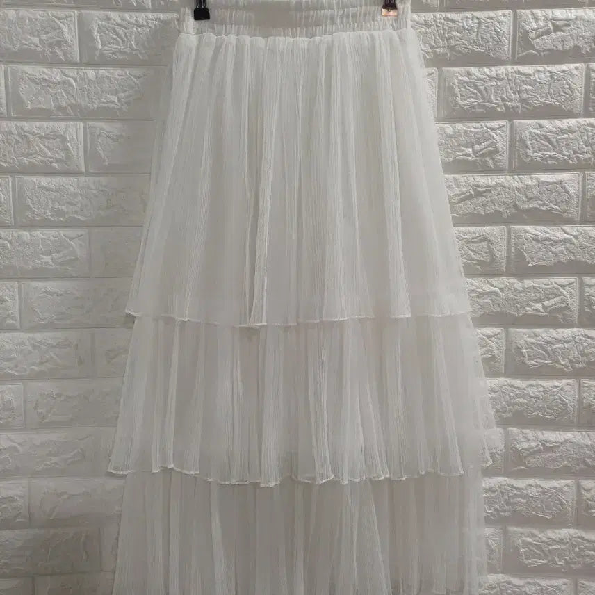 [BUNJANG] White Ruffled Long Skirt / 화이트 캉캉 롱스커트