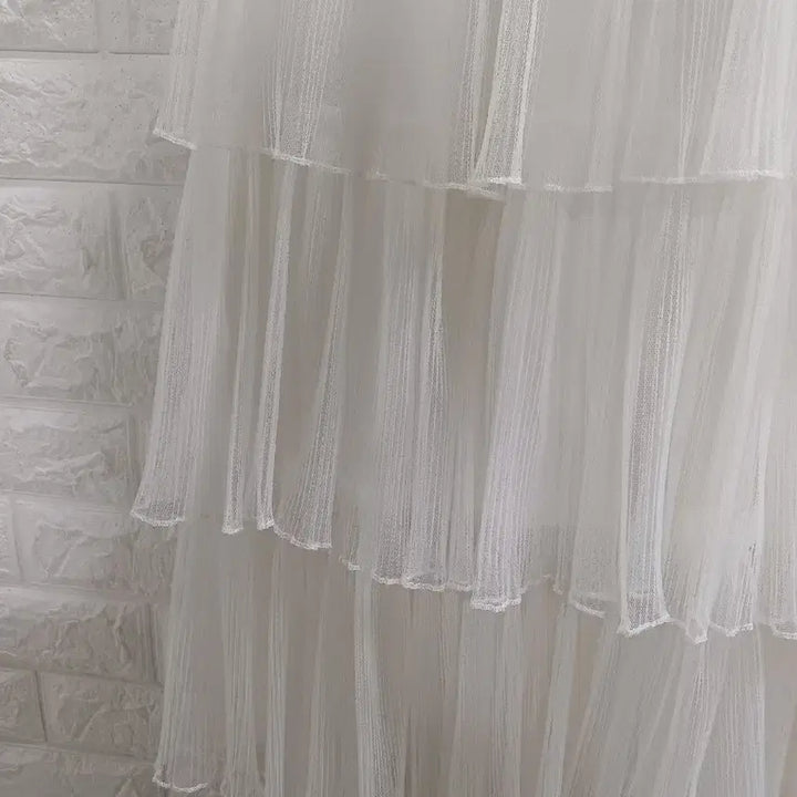 [BUNJANG] White Ruffled Long Skirt / 화이트 캉캉 롱스커트
