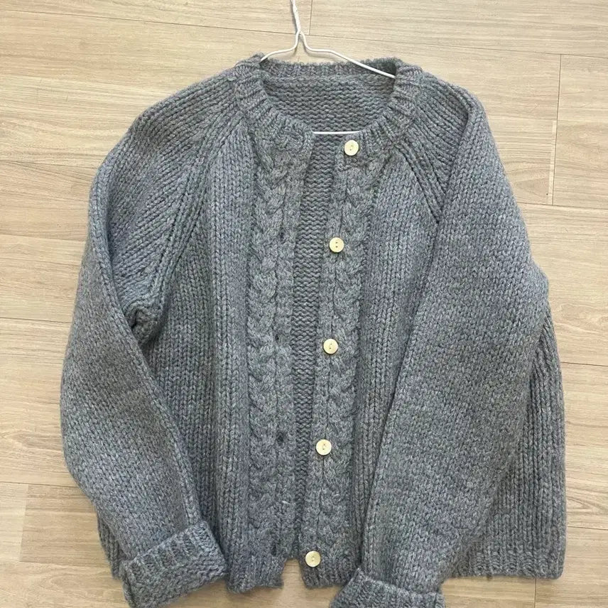 [BUNJANG] Bien Frie Pomelo Wool Knit Cardigan Gray / [새상품] 플러피샵 포멜로 울 뜨개 가디건 그레이