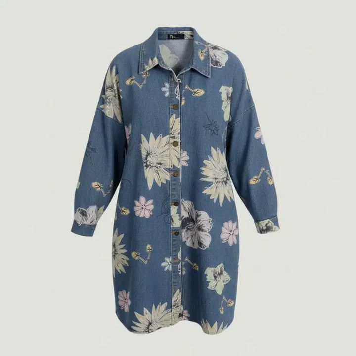 [BUNJANG] n by Floral Denim Shirt Dress / 여성F/ n by 플로럴 데님 롱셔츠겸 원피스 16-20