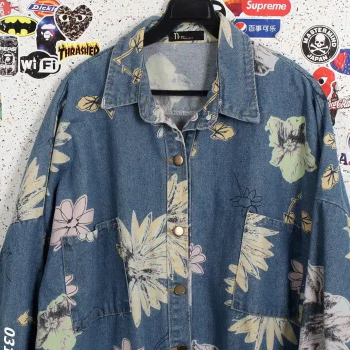 [BUNJANG] n by Floral Denim Shirt Dress / 여성F/ n by 플로럴 데님 롱셔츠겸 원피스 16-20