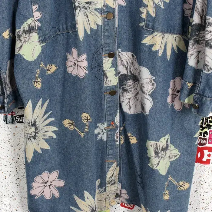 [BUNJANG] n by Floral Denim Shirt Dress / 여성F/ n by 플로럴 데님 롱셔츠겸 원피스 16-20