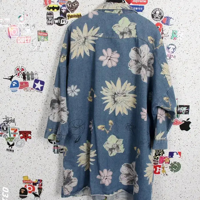 [BUNJANG] n by Floral Denim Shirt Dress / 여성F/ n by 플로럴 데님 롱셔츠겸 원피스 16-20