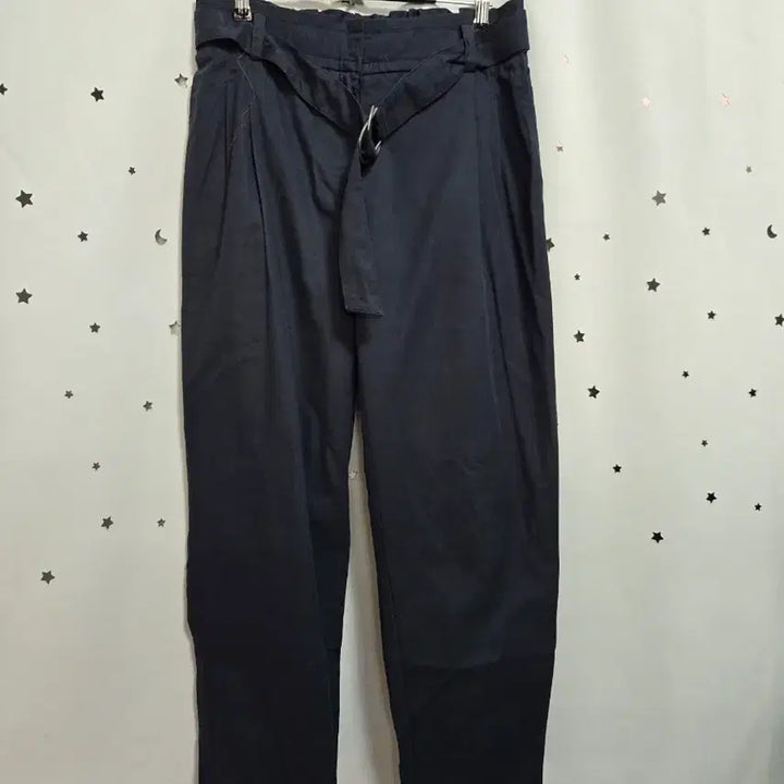 [BUNJANG] Edge Navy Belt Wide Pants 77 / 엣지 네이비 벨트 와이드 팬츠 77