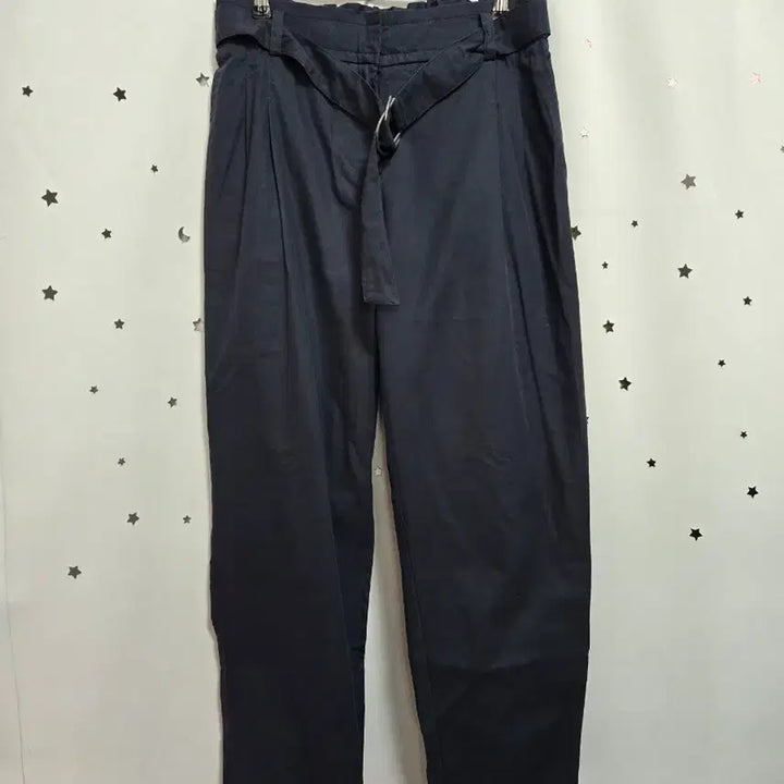 [BUNJANG] Edge Navy Belt Wide Pants 77 / 엣지 네이비 벨트 와이드 팬츠 77