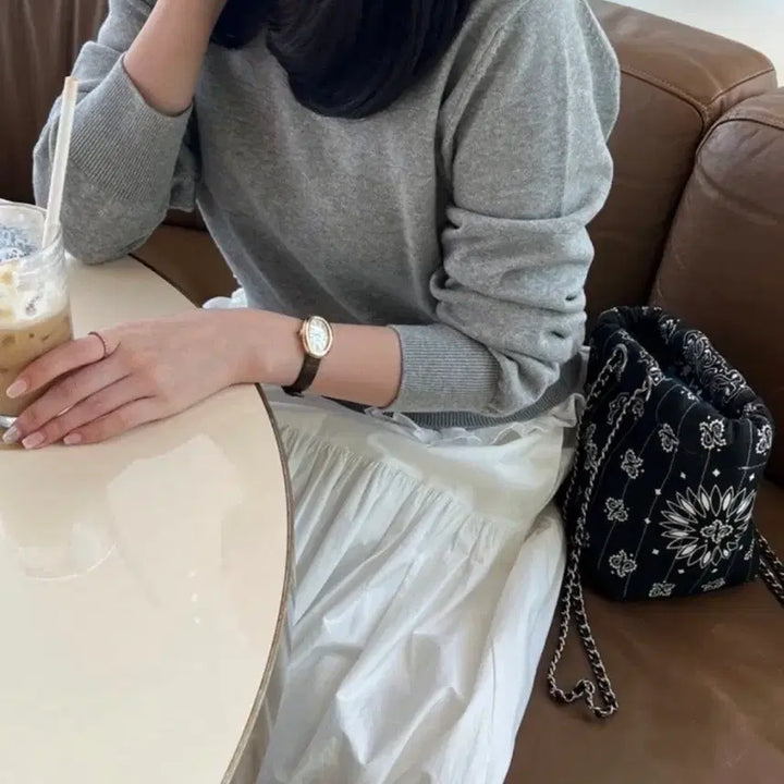 [BUNJANG] Bloom in May Pond Round Knit - Gray / 블룸인메이 폰드 라운드 니트 - 그레이 (셀렉제품)