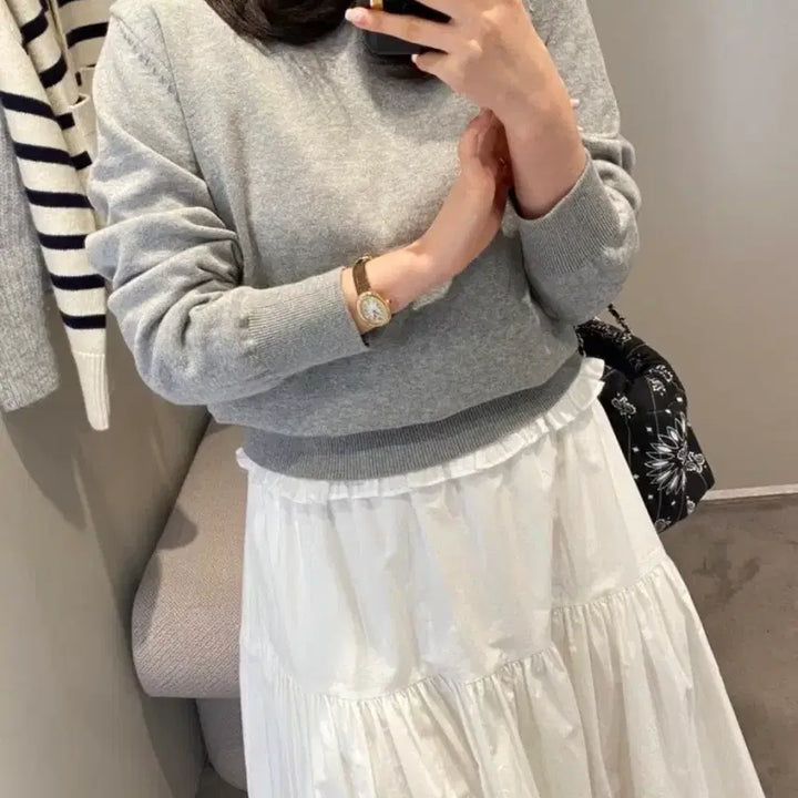 [BUNJANG] Bloom in May Pond Round Knit - Gray / 블룸인메이 폰드 라운드 니트 - 그레이 (셀렉제품)