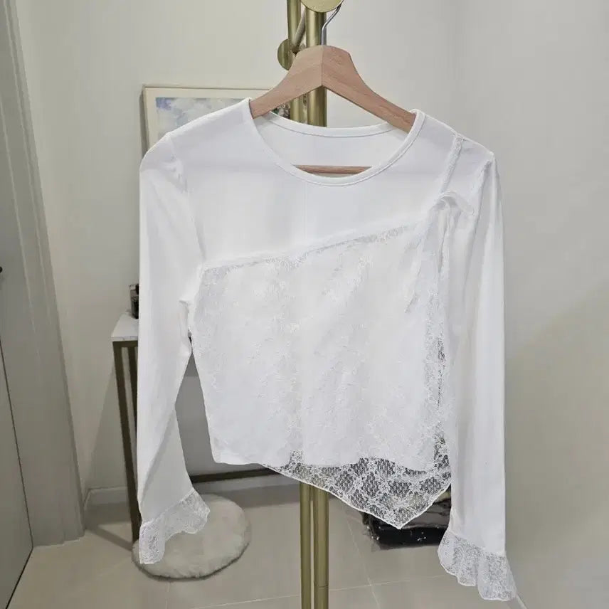 [BUNJANG] Layered Lace T-shirt / 레이스 레이어드 티셔츠 색상택1