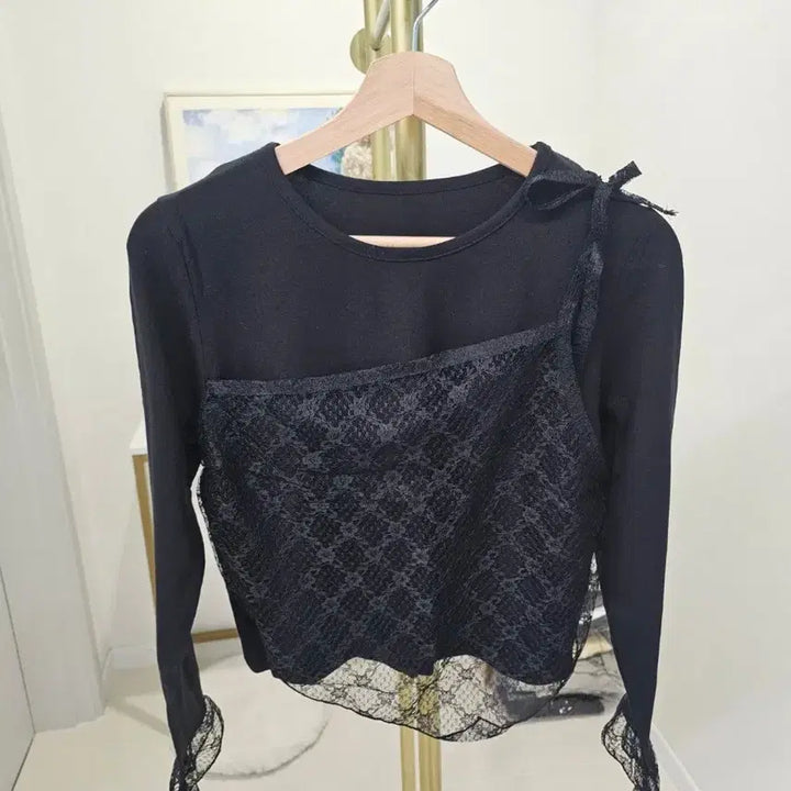 [BUNJANG] Layered Lace T-shirt / 레이스 레이어드 티셔츠 색상택1