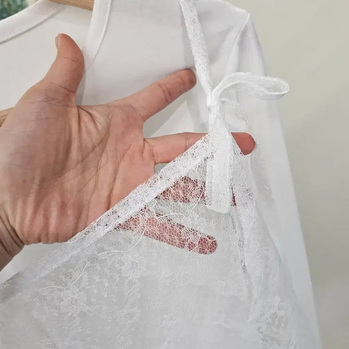 [BUNJANG] Layered Lace T-shirt / 레이스 레이어드 티셔츠 색상택1