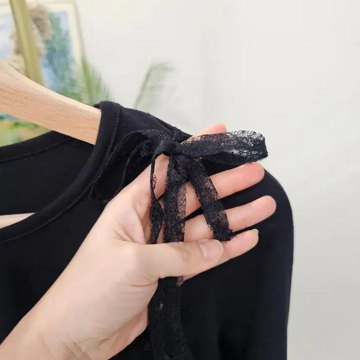 [BUNJANG] Layered Lace T-shirt / 레이스 레이어드 티셔츠 색상택1