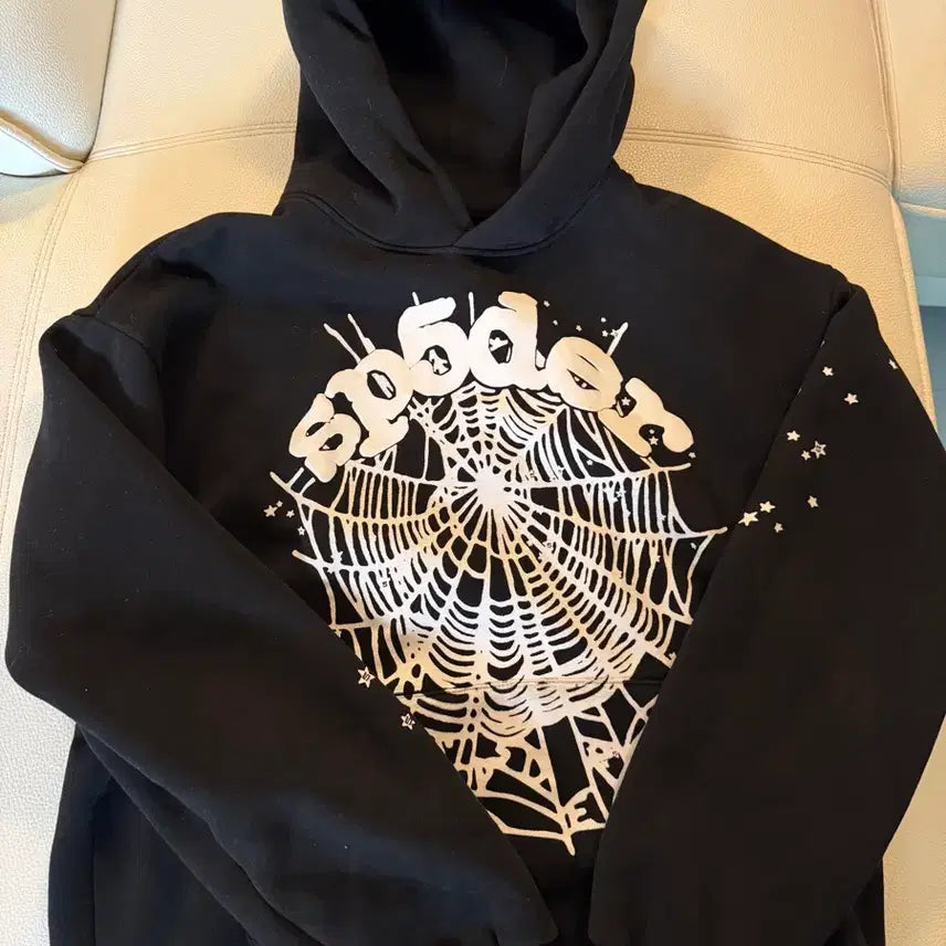 [BUNJANG] Sp5der OG Web Hoodie Black Hoodie / Sp5der OG web hoodie black 스파이더 OG 웹 후드티