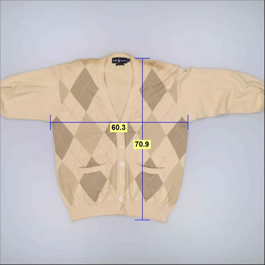 [BUNJANG] Polo Argyle Cotton Cardigan / 100 폴로 아가일 코튼 가디건 0325H1