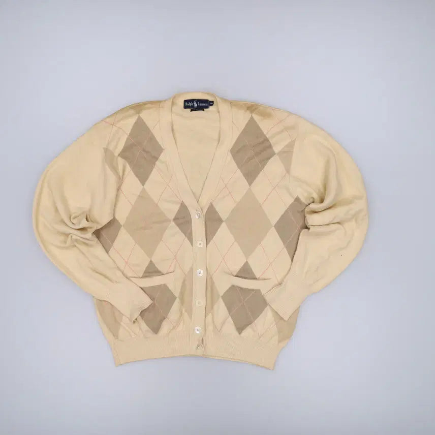 [BUNJANG] Polo Argyle Cotton Cardigan / 100 폴로 아가일 코튼 가디건 0325H1