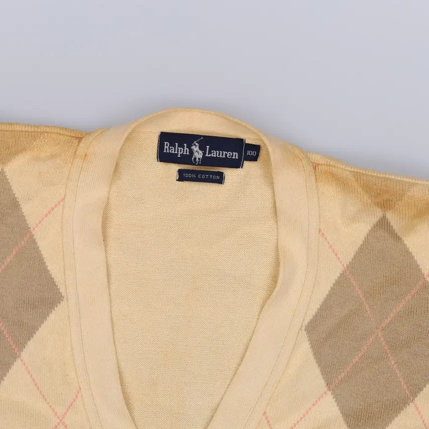 [BUNJANG] Polo Argyle Cotton Cardigan / 100 폴로 아가일 코튼 가디건 0325H1