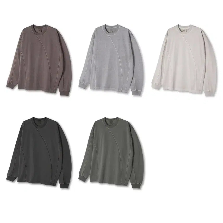 [BUNJANG] LAINE Curved Pigment Long Sleeve T-shirt / LAINE 커브드 피그먼트 긴팔티 5color