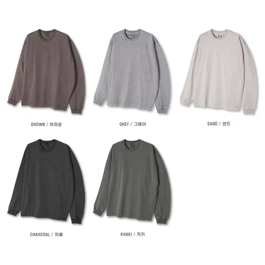 [BUNJANG] LAINE Curved Pigment Long Sleeve T-shirt / LAINE 커브드 피그먼트 긴팔티 5color
