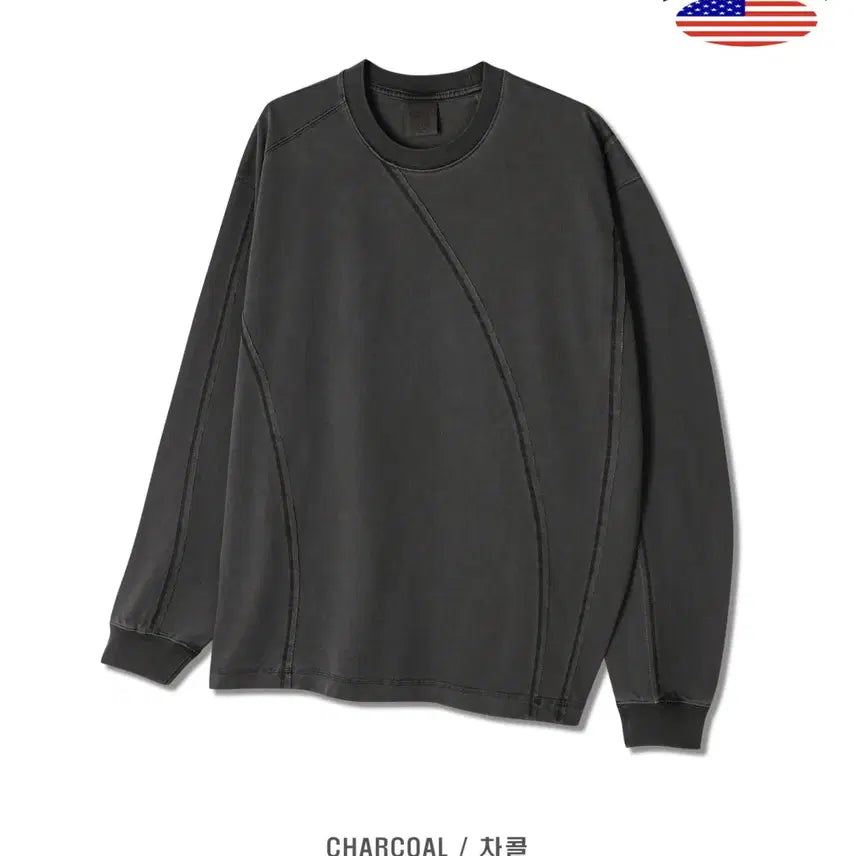 [BUNJANG] LAINE Curved Pigment Long Sleeve T-shirt / LAINE 커브드 피그먼트 긴팔티 5color